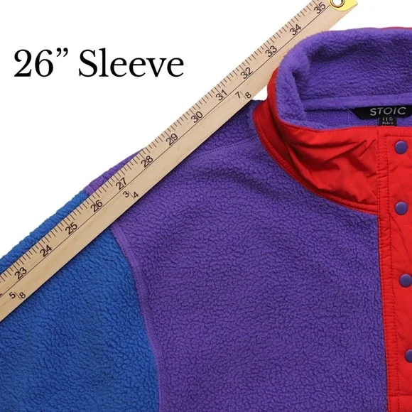 Stoic Color block Snap Neck Fleece Pullover Jacket Mens L STM051 - Picture 10 of 14